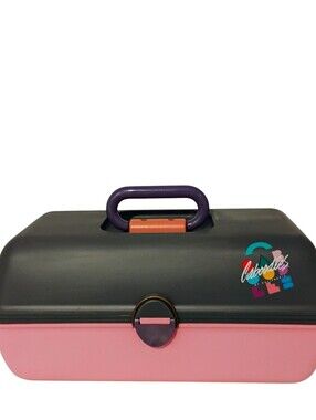 Vintage Caboodles 1980s Model 2630 Pink Purple Gray Grey 3 Tier Makeup Case USA